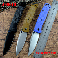 Y-START 535 Pocket Folding Survival Knife 440C blade G10 Handle Brass Washer for Outdoor Camping Hunting