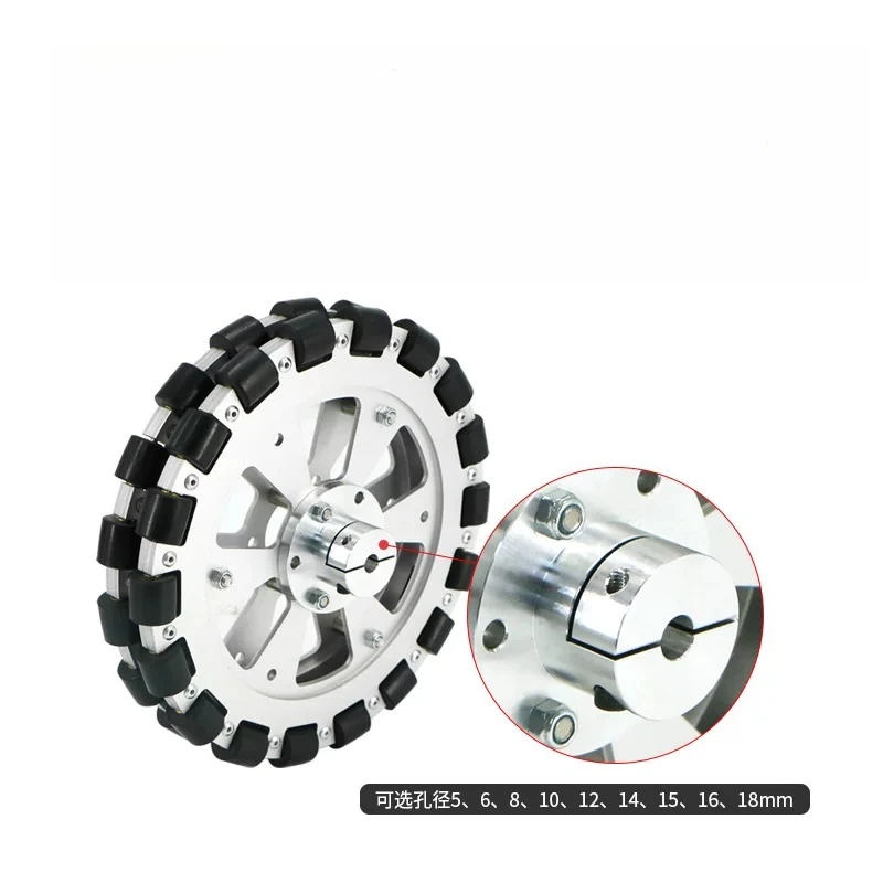60/75/127/152/203mm Omni Wheel, Aluminum Alloy Omni-Directional Wheel with Clamping Coupler for ROS Smart Robot Accessories