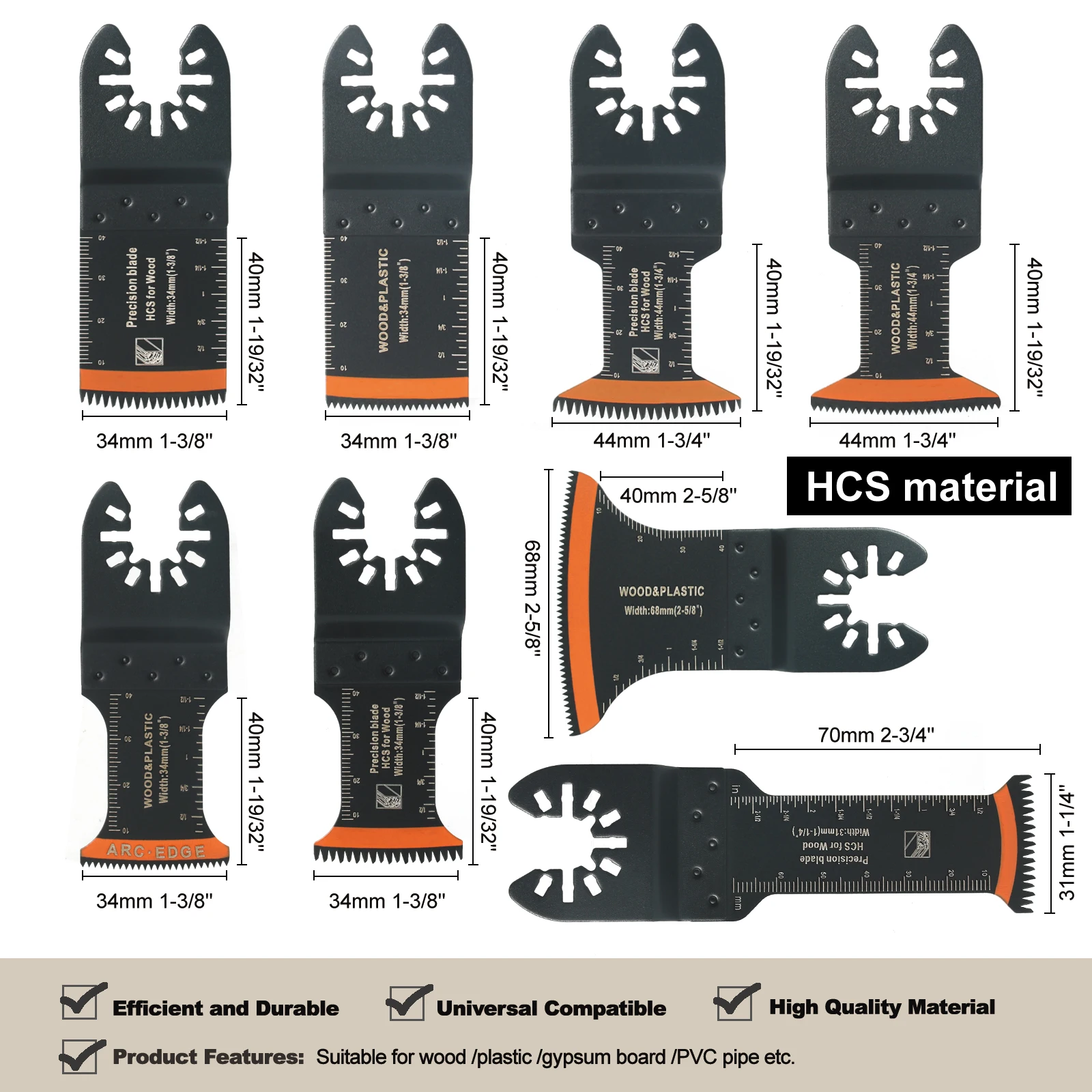 

10-14 PCS carbide reciprocating saw blade set, multi-function oscillating tool blades, suitable for cutting wood, PVC, and metal