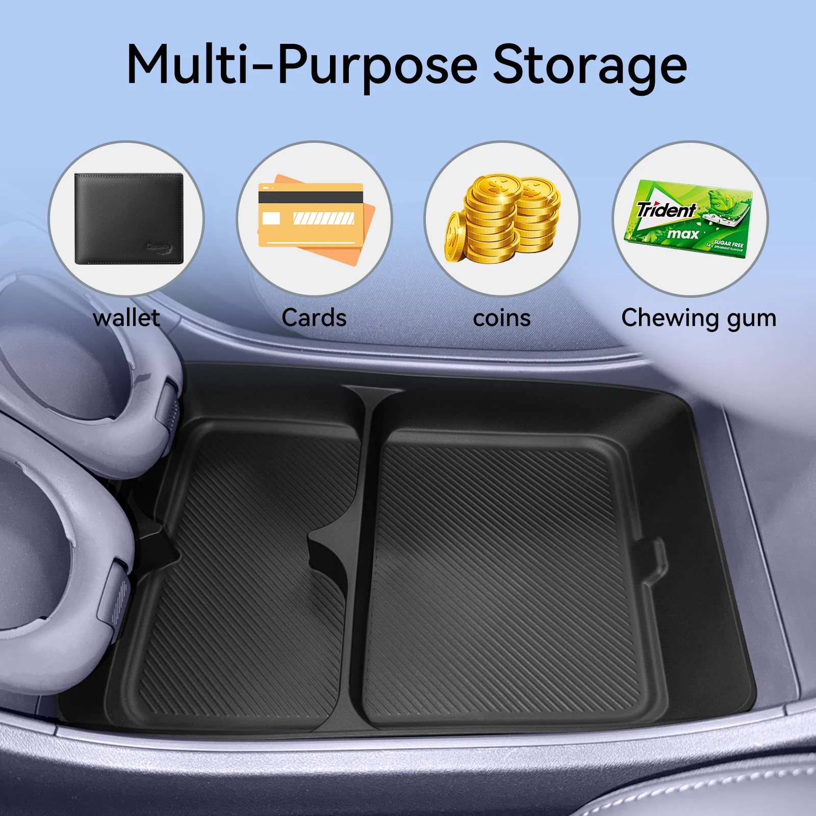 Smabee für Leapmotor B10 2025 2026 Mittelkonsole Unteres Aufbewahrungsfach Auto-Innenausstattung Organizer TPE Schwarz – Detail 7
