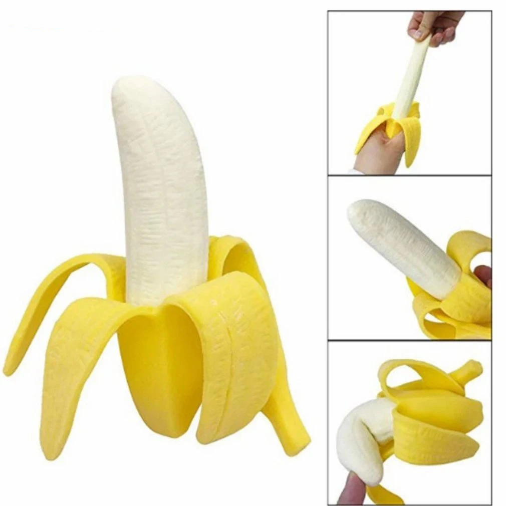 13CM Creative Plastic Funny Simulation Peeling Banana Spoof Toys Fruit Decompression Banana Toys Children\'s Birthday Gift Toys