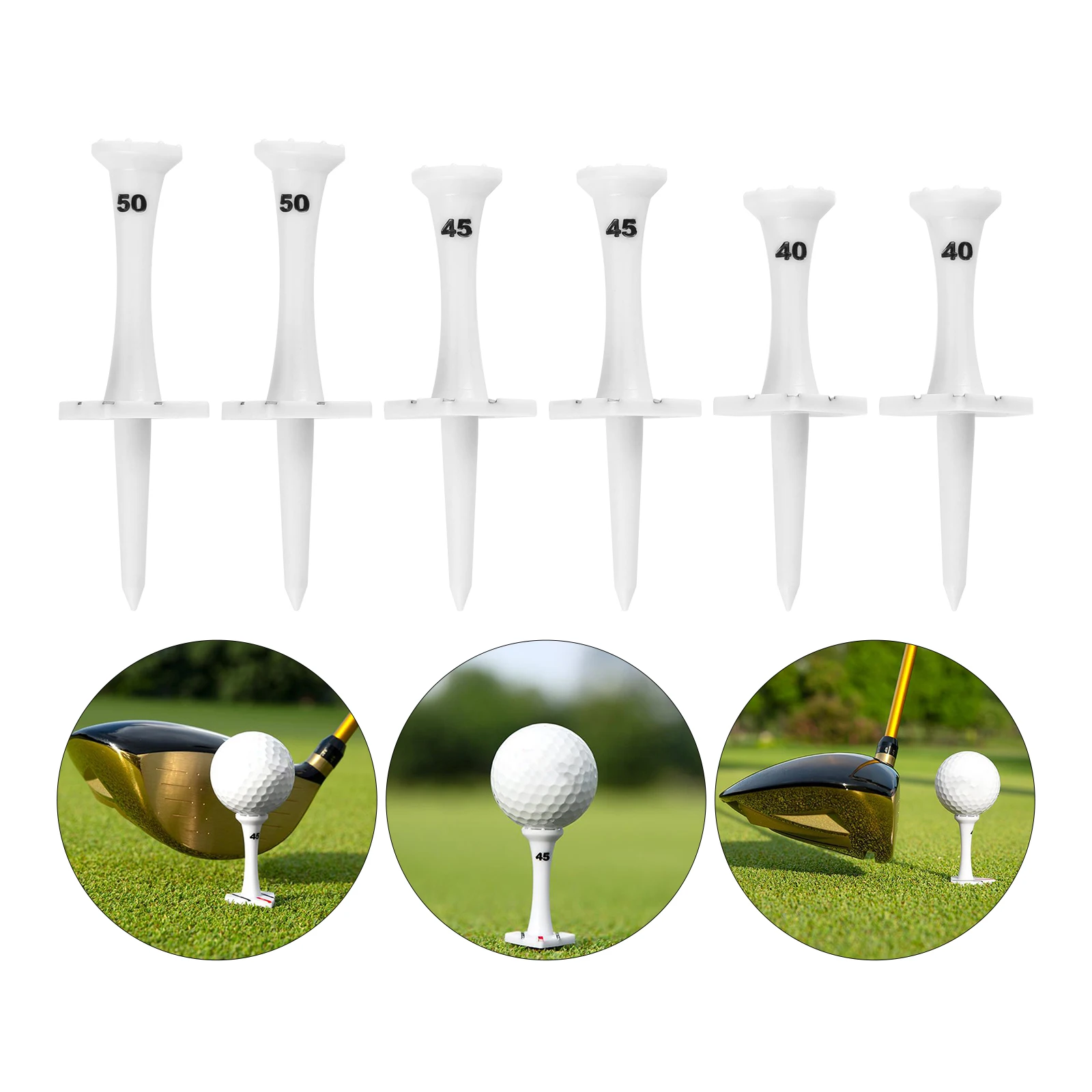 

6pcs 40/45/50mm Golf Tee Holder Aimable Direction Multi-Purpose Aim Limit Golf Tees W/ Low Resistance for Golfer Driver Training