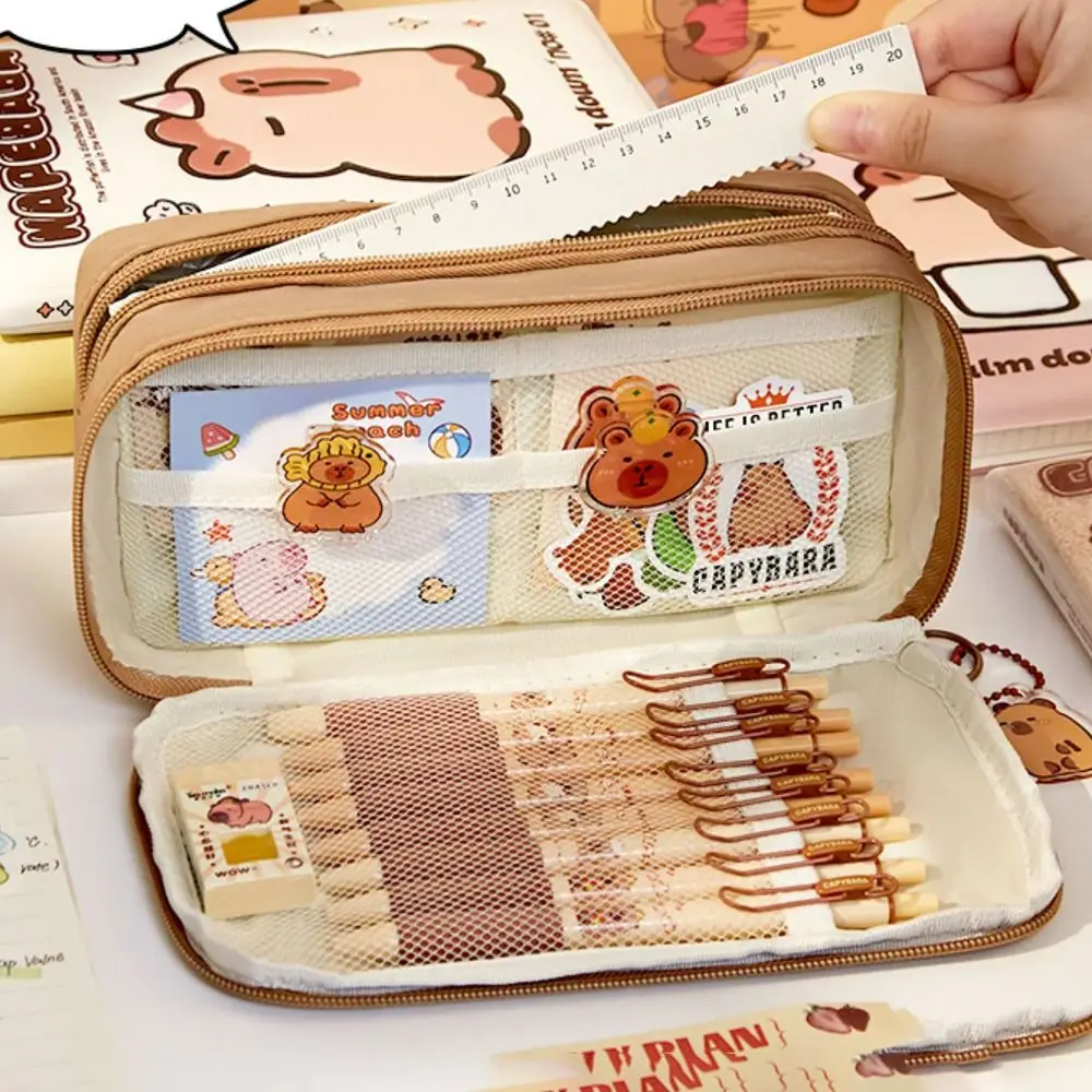 Capybara Pencil Case 10 Layers Multi-functional Pen Bag Detachable Large Capacity Stationery Storage Pouch