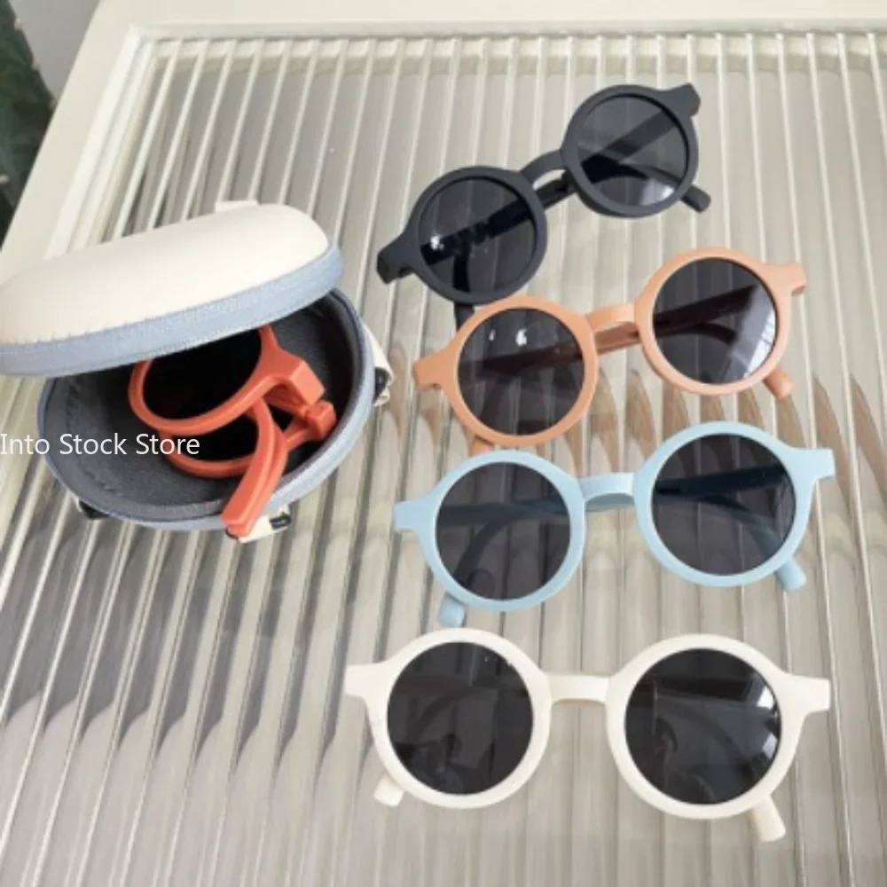 Foldable Kids Sunglasses Girls Boys Cute Round Sun Glasses Children Street Beat Eyeglasses Baby Shades Eyewears UV Protection