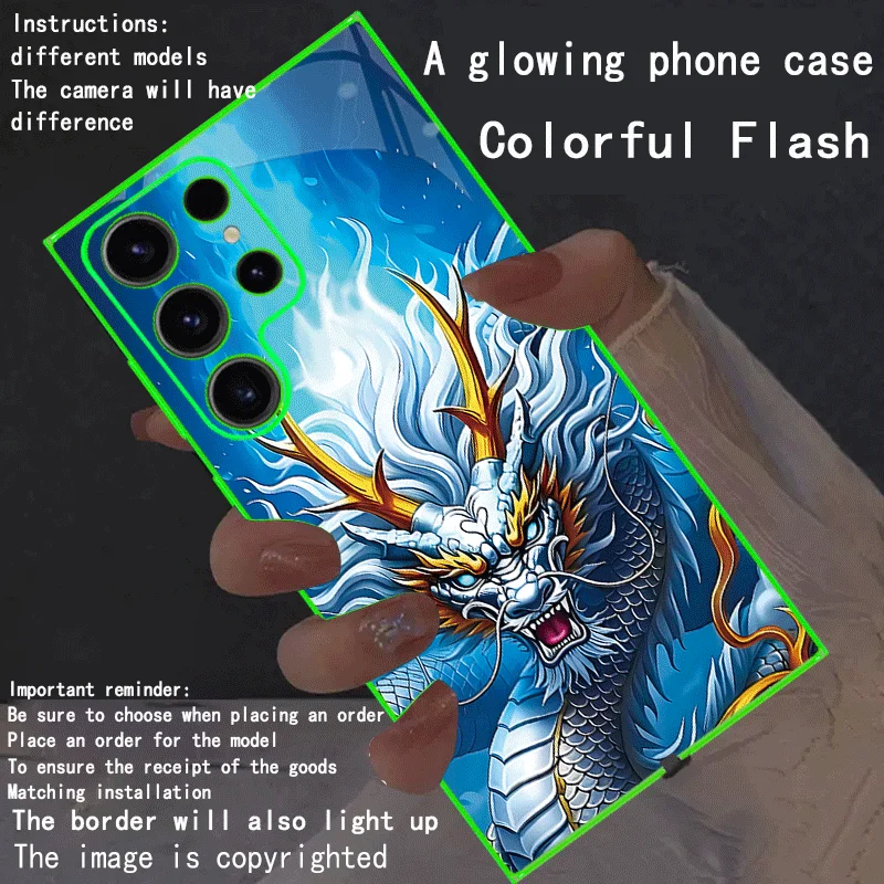Change Color Luminous Call Light Up Dragon Pattern Phone Case For Samsung Galaxy S26 S25 Ultra S22 S24 S23 Plus A55 A17 A16 A15