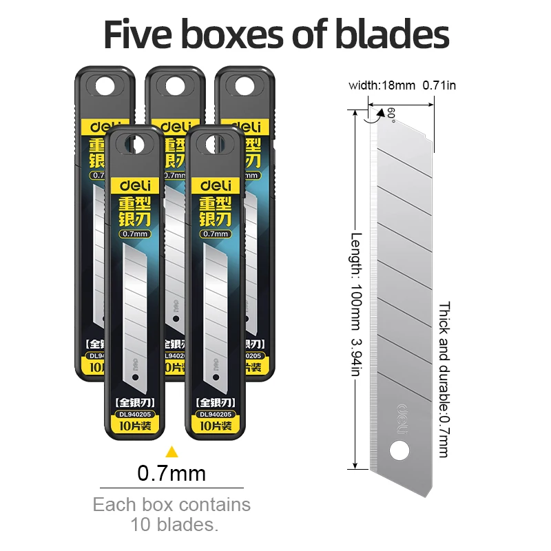 0,7 mm extra dik mesje van zilverlegeringstaal, heavy-duty, afbreekbare vervangende messen voor het snijden van karton en leer