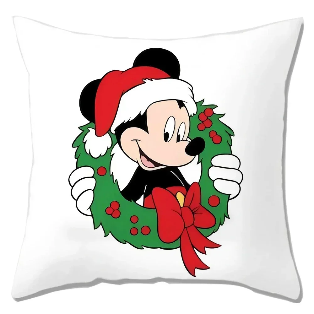 MINISO Disney Mickey Christmas Pillowcase Gift Home Office Decoration Pillow Bedroom Sofa Car Cushion Cover Pillow Case 45x45cm