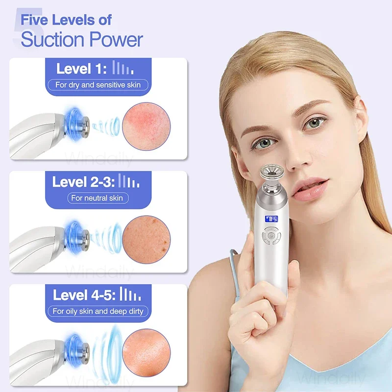 2025 sem fio diamante microdermoabrasão máquina removedor de cravo vácuo poros limpador facial ferramenta cuidados com a pele rosto dispositivo beleza