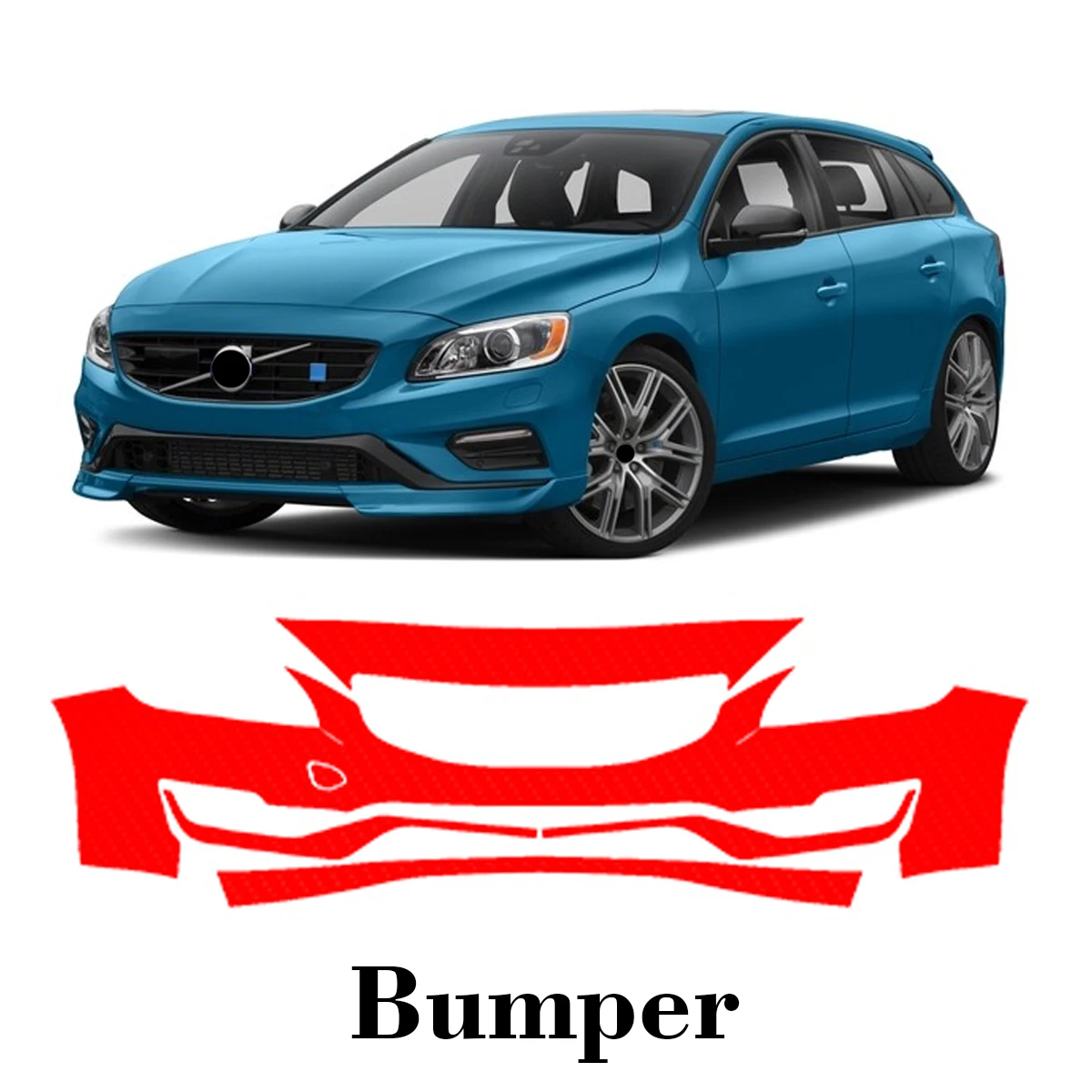 RAVOOY Protection de pare-chocs avant transparente en TPU PPF sur mesure, anti-éclats, pour Volvo V60 Base 2014-2017 (UE/Royaume-Uni)