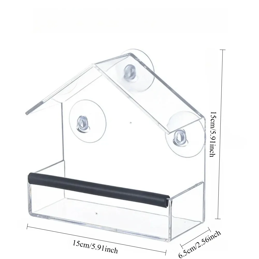 Detachable Sliding Suction Cup Transparent Acrylic Bird Feeder Tray Wall Mounted Bird Feeder For Garden Patio Birds Bird Feeding