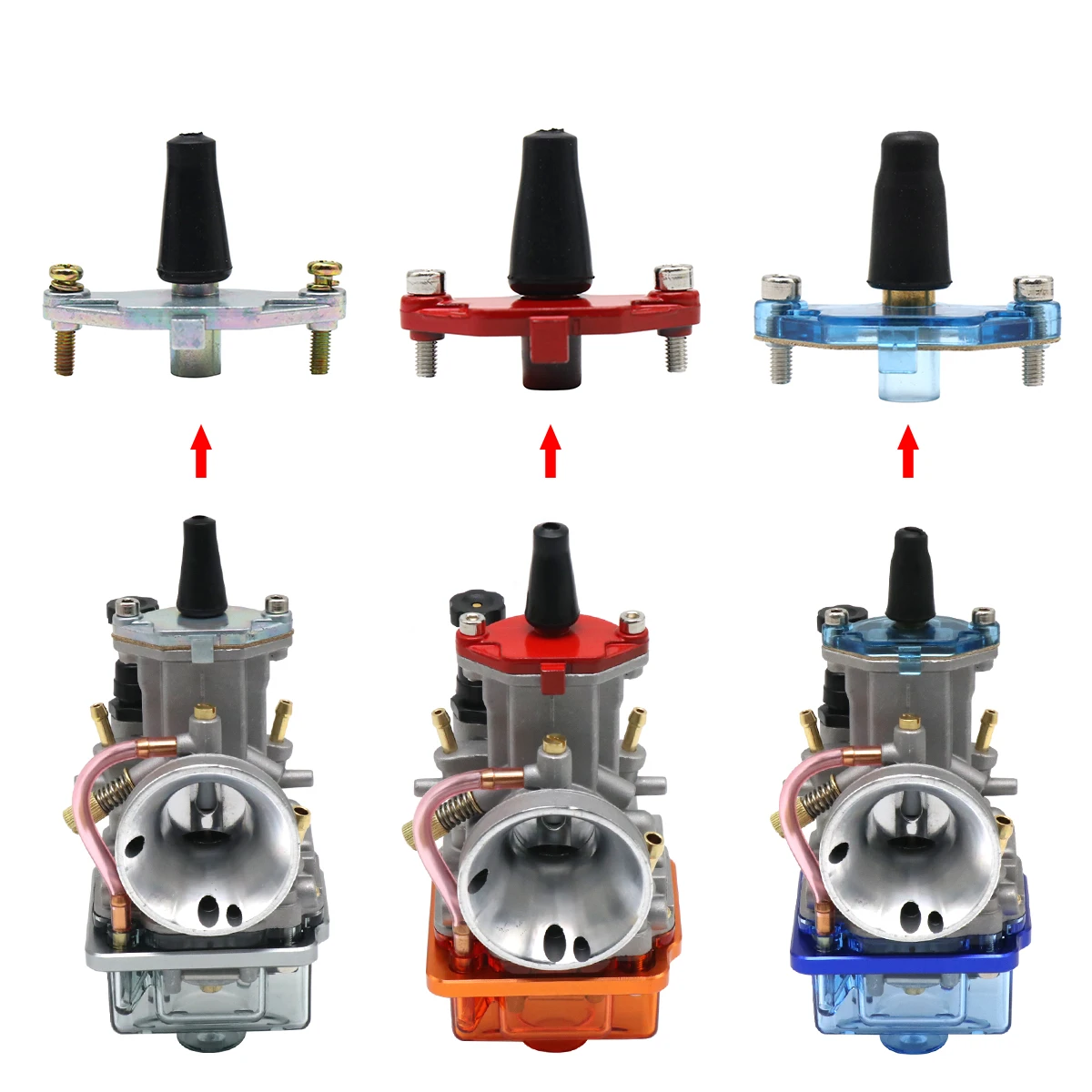 Alconstar-Carburetor Top Cover Fit for Keihin PWK 21-34 Carburetor Slide Cap Cable Adjuster Gasket Screw Carburateur Carb Parts