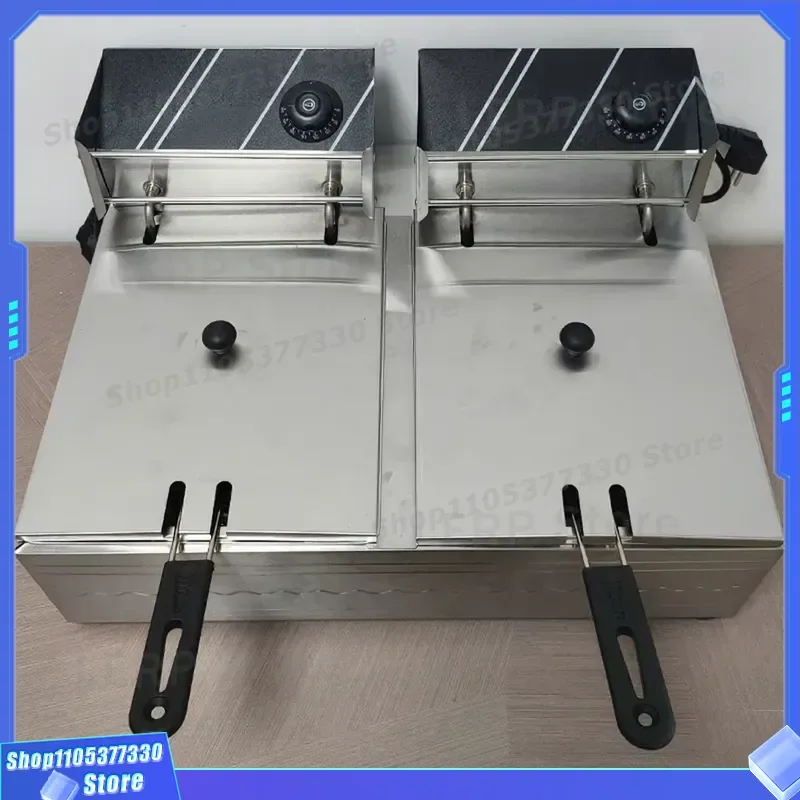 Commercial 12L Double Tank Electric Fryer Stainless Steel Deep Fryer for Hotel Restaurant Fried Chicken Kitchen Equipment