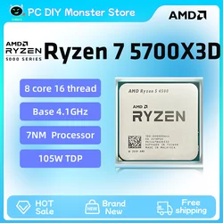 New AMD Ryzen 7 5700X3D CPU Gaming Processor 8-Core 16-Thread 4.1GHz 7NM 100MB Game Socket AM4 CPU Processor Brand 2024