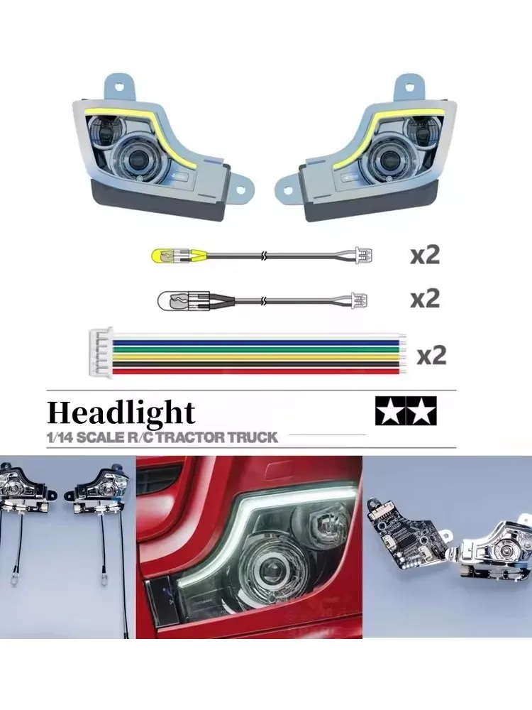 3363 RC Model LED Headlight Lighting System Lamp Taillight for 1/14 Tamiya Actros 1851 MFC-03 M24 Module RC Tractor Car Parts