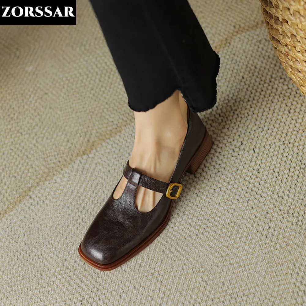 2024 Spring New Women Flat Shoes Fashion Square Toe Shallow Ladies Mary Jane Ballerinas Flat Heel Casual Ballet Shoes Rozmiar 34-41