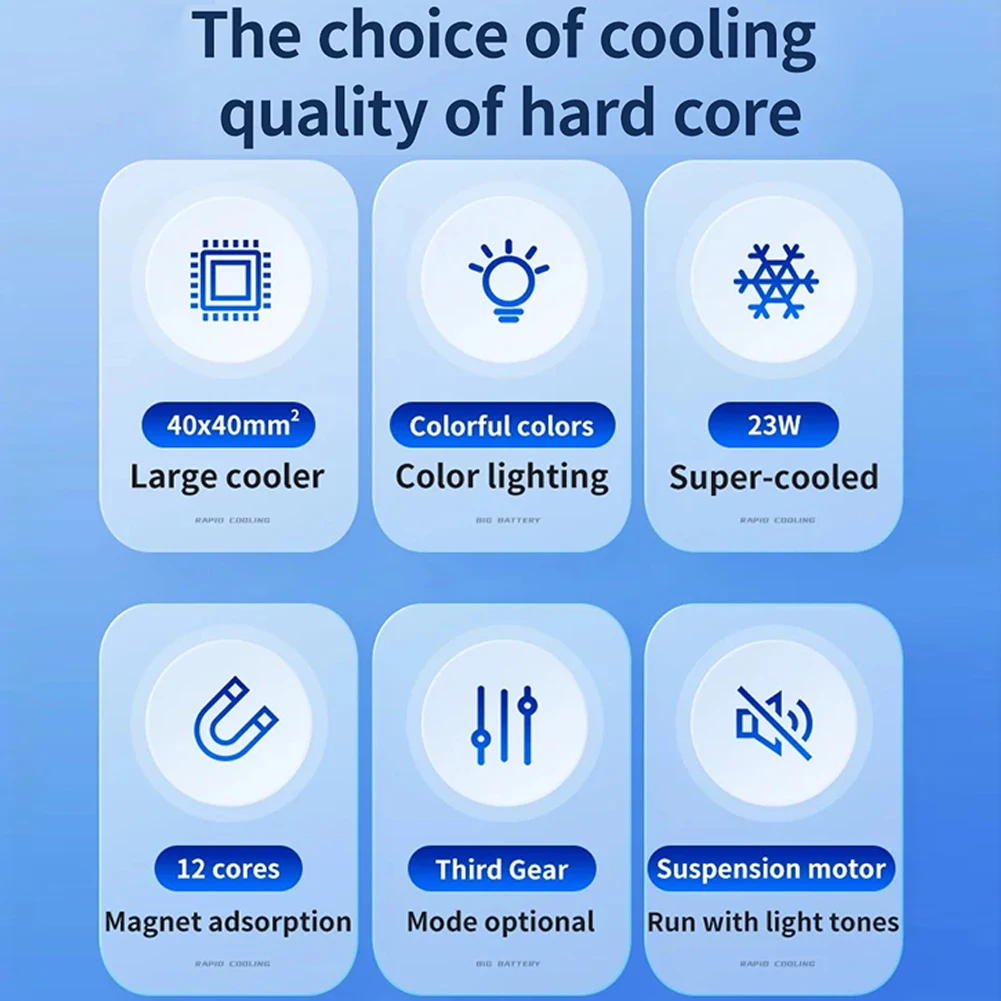 X100 rgb magnetischer Telefon kühler 23w tragbares Telefon Halbleiter kühler 3 Gänge einstellbar zum Spielen von Spielen beim Ansehen von Videos