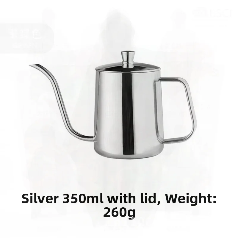 

Ручной кофейник Pinchuang с деревянной ручкой, капельный фильтр из нержавеющей стали 304, тонкий длинный рот, уличный, серебристый, черный, 350 мл, 600 мл