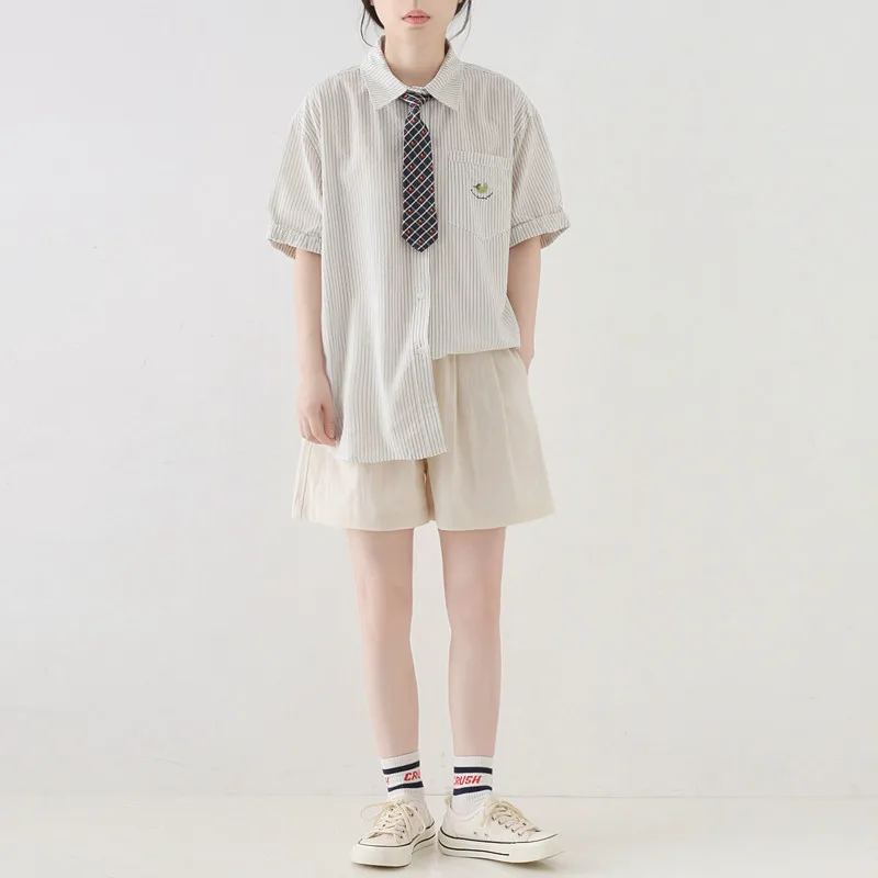 

Lemon Embroidered Stripe ort Sve irt with Cuffed Design Women's Faion Premium Quali Other Material 00%