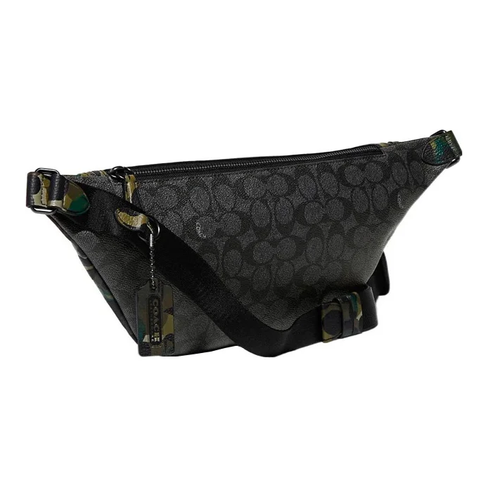 COACH Canvas With Pebbled Leather Sling Bag, Fanny Pack Large Men's Black C9730-A5F view 4