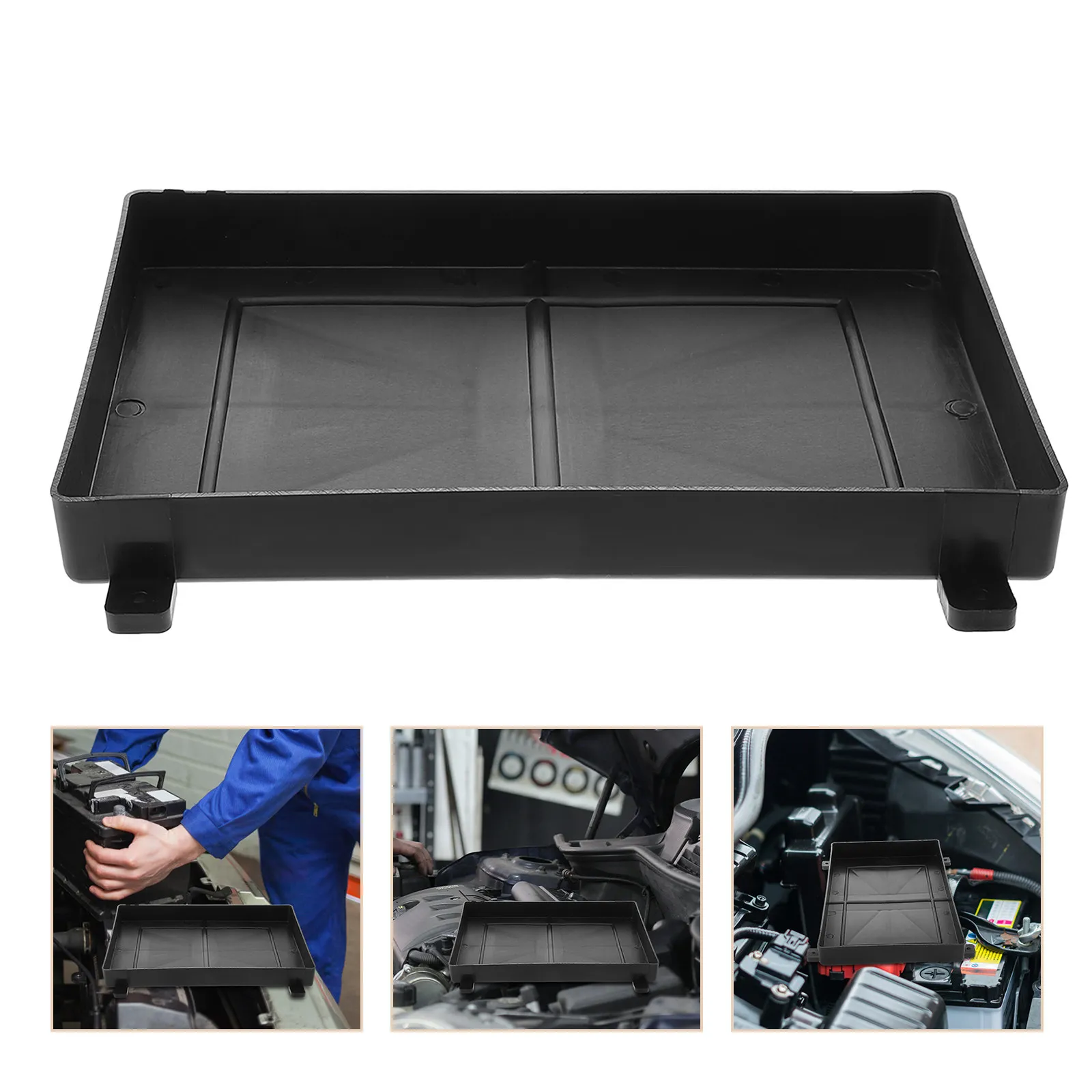 

Heavy-Duty Car Battery Tray Universal Plastic Battery Holder Splashproof Large Capacity for Automotive Marine Yacht