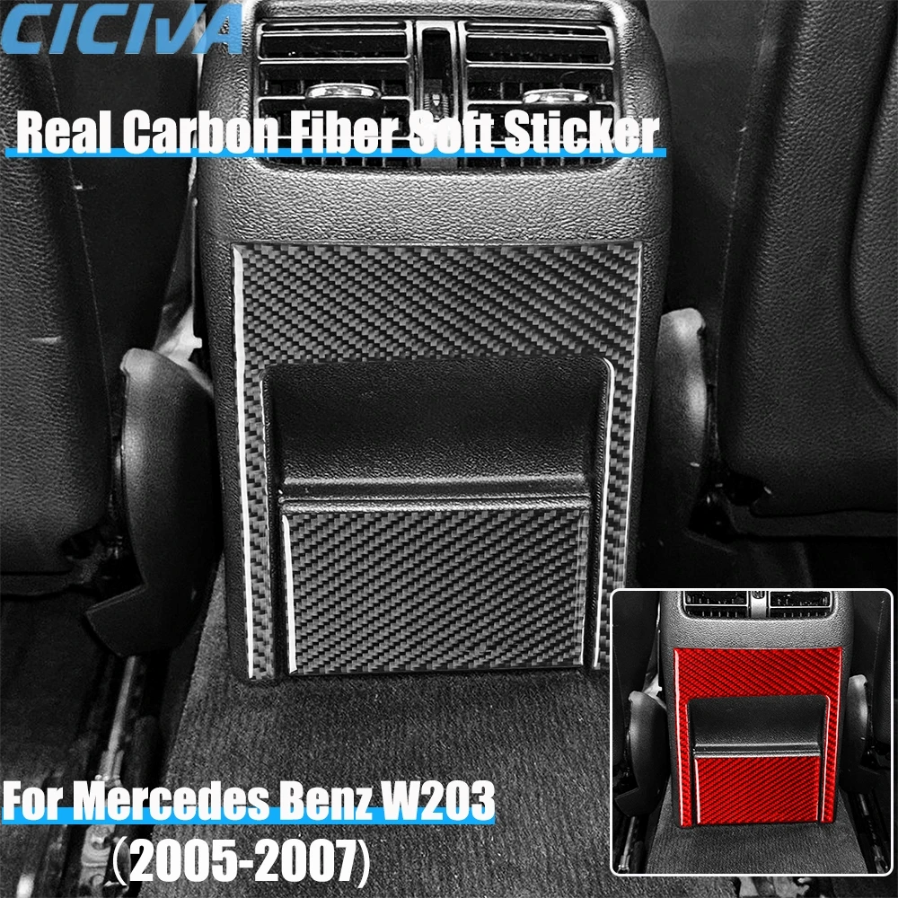 

Настоящие автомобильные аксессуары из углеродного волокна, задняя центральная накладка управления, мягкая наклейка для Mercedes Benz C Class W203 2005 2006 2007