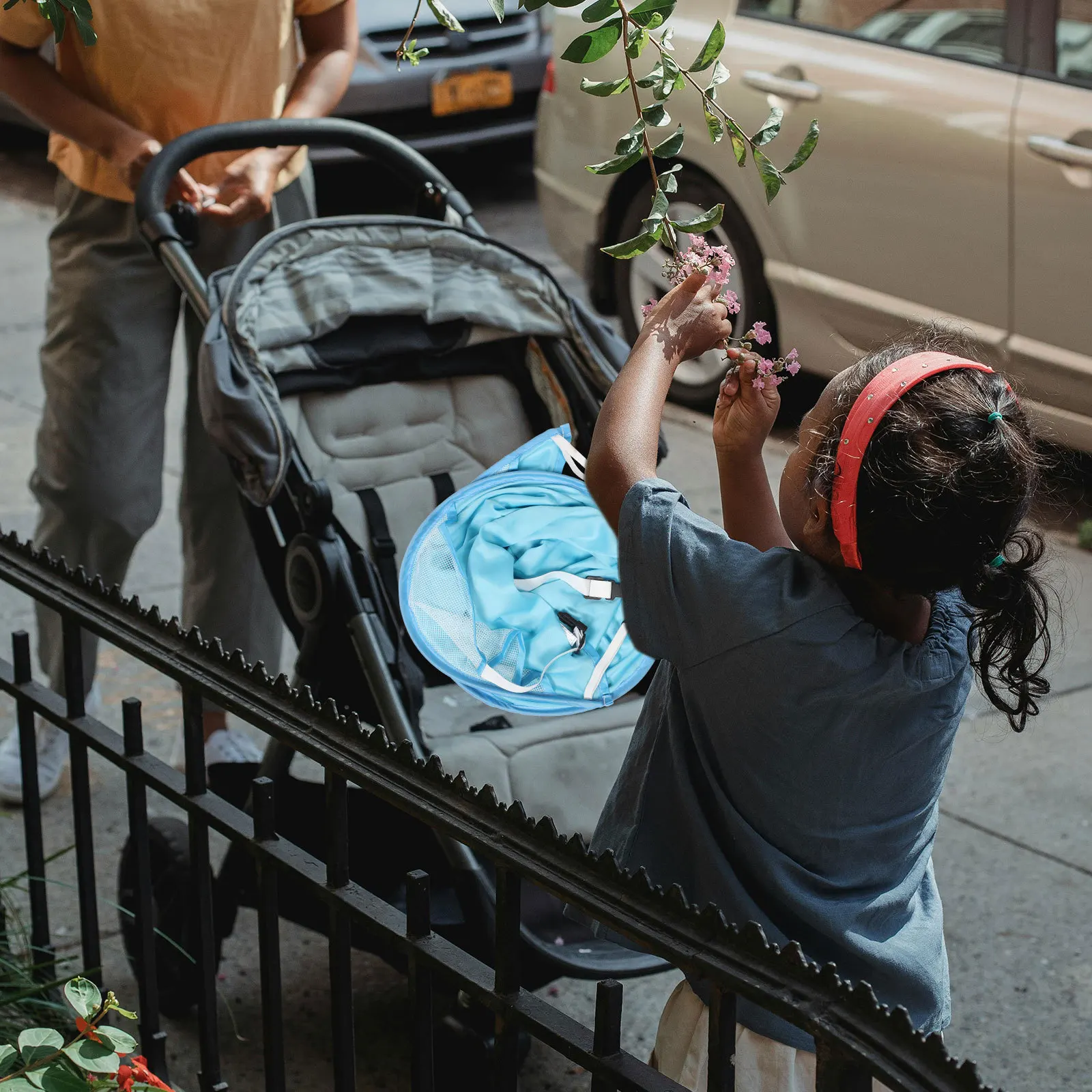 عربة أطفال قابلة للطي مظلة للطفل للحماية من الأشعة فوق البنفسجية مقاومة للمطر محمولة لعربة الأطفال ملحقات كرسي يدفع باليدين في الهواء الطلق