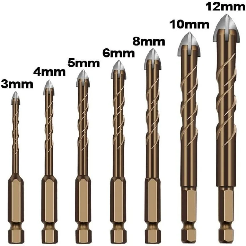 Masonry Concrete Drill Bits For Glass Ceramic Tile Brick Plastic Wood Mason Hard Alloy Wall Hole Opener Hex Shank 3mm To 12mm