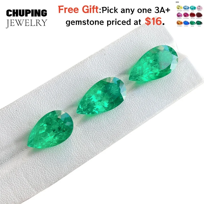 ChuPing Jewelry Lab Grown Colombia Pear Shape For Making Selectable AGL Certificate Loose Colombia Emerald Gemstones