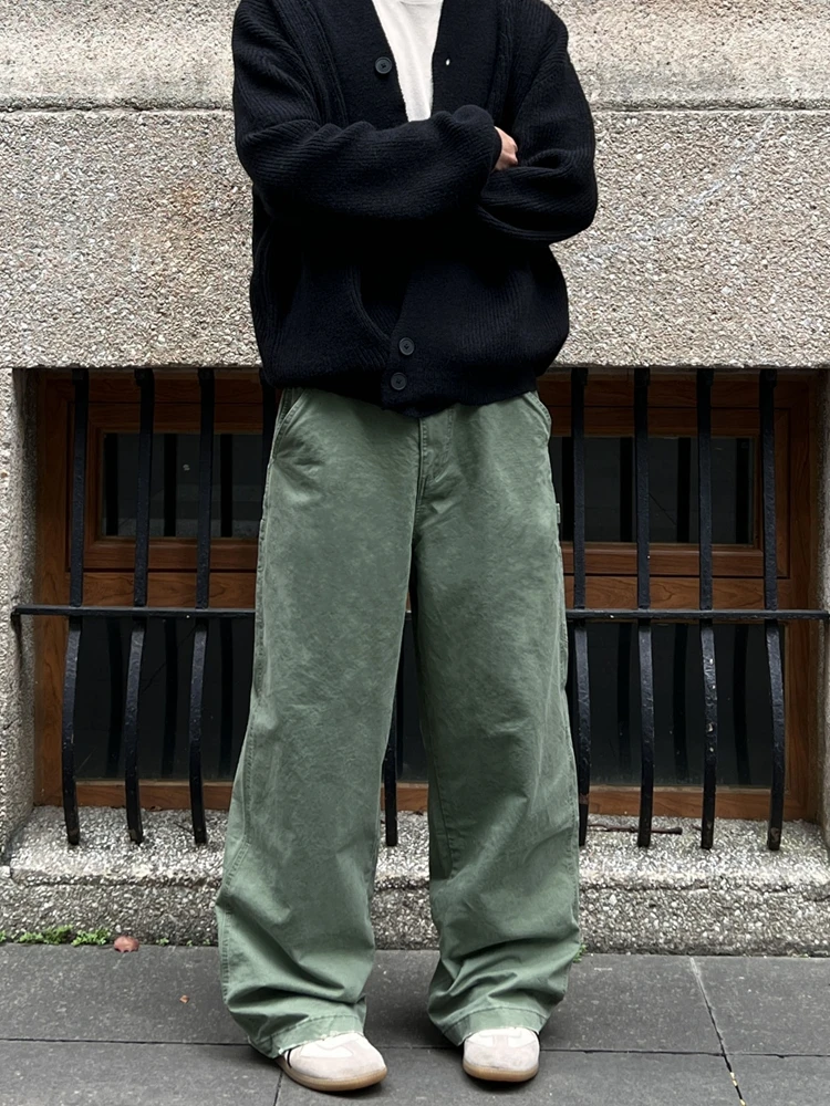 

American Retro Military een Logging Work Straight Leg Jeans Men's Loose Wide Leg Drape Cleanfit Pants Casual Denim Trousers