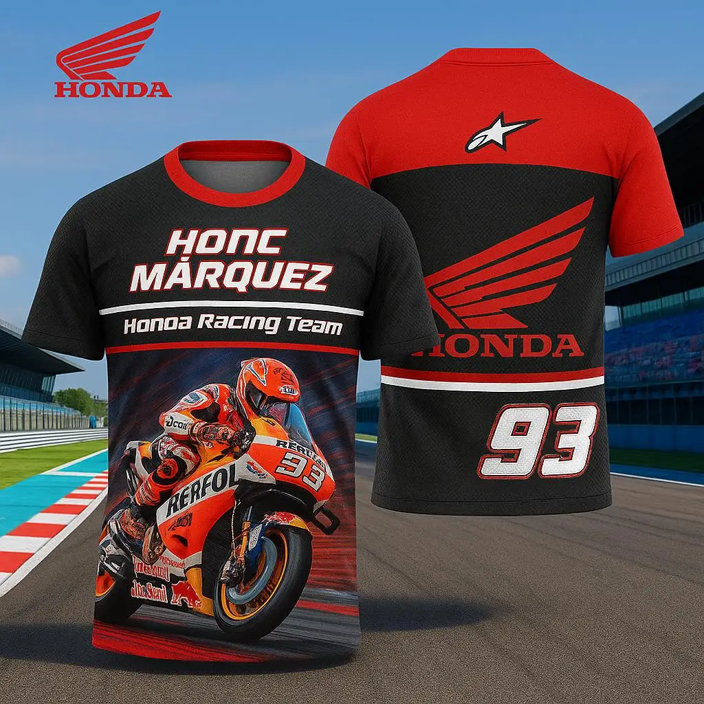 

Мужская гоночная футболка Honda Motorcycle, легкий быстросохнущий трикотажный топ с короткими рукавами, дышащая удобная летняя спортивная одежда
