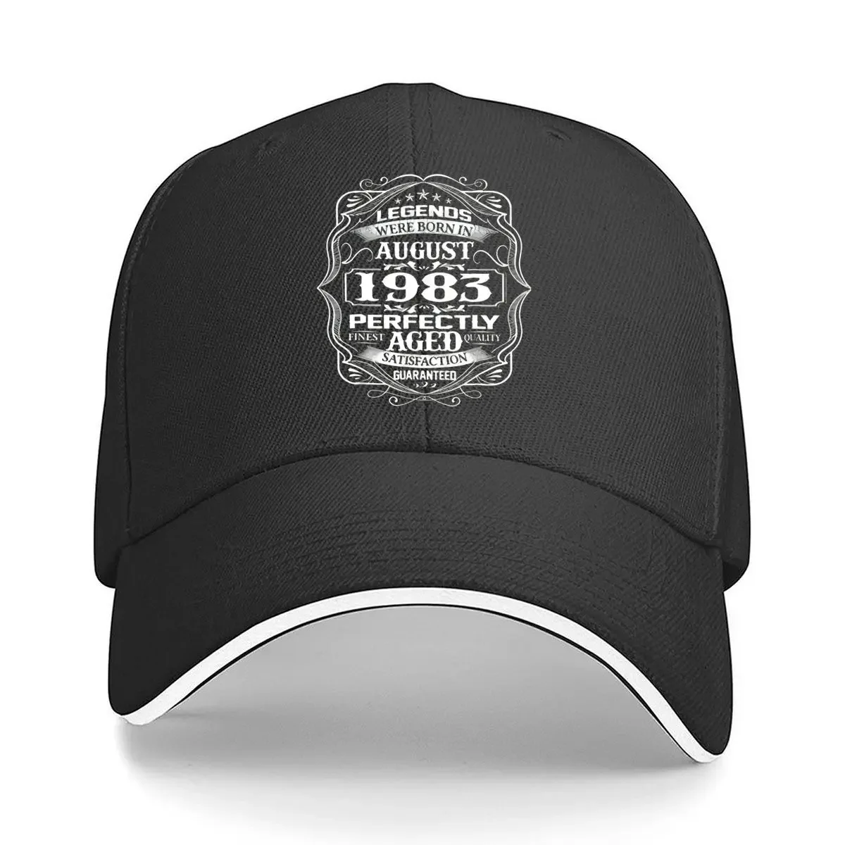 High Quality August 1983 Legends Aged Birthday Text Design Baseball Cap Unisex Summer Casual Adjustable Snapback Cap