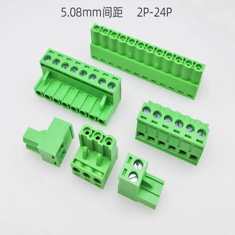 KF2EDGK 터미널 플러그 유형, 300V 10A 5.08mm 피치 커넥터, PCB 나사 터미널 블록, 2p, 3p, 4p, 5p-24p, 10 세트