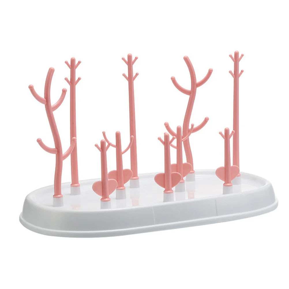 

Baby Bottle Holder Rack Detachable Pegs Adjustable Flexible Branches Eco Friendly PP Material Feeding Organizer with Removable