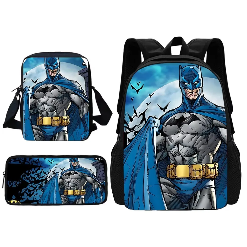 Super Hero B-BatmanS LOGO Child School Backpack With Shoulder Bag Pencil Bags School Bags for Boys Girls Best Gift