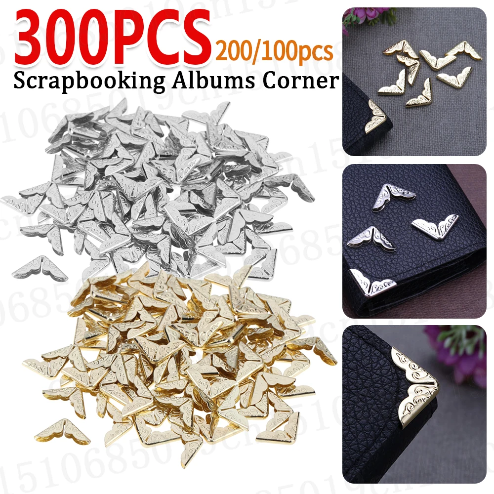 

100-300pcs Scrapbooking Albums Corner Protectors Card File Menu Metal Book Laptop Corner Protector Scrapbooks Photo Albums Decor