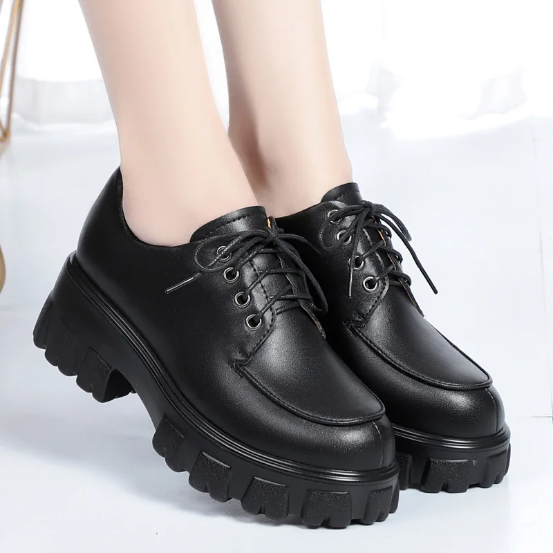 AIYUQI Shoes Loafers Women Platform Genuine Leather Ladies Casual Shoes Lace Up British Style AIYUQI Shoes Loafers Women Platform Genuine Leather Ladies Casual Shoes Lace Up British Style
