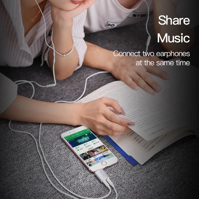Vention 3.5mm Earphone Audio Splitter Connecter Adapter with mic 1 Male to 2 Female Audio Adapter For Headphone PC Mobile Phone