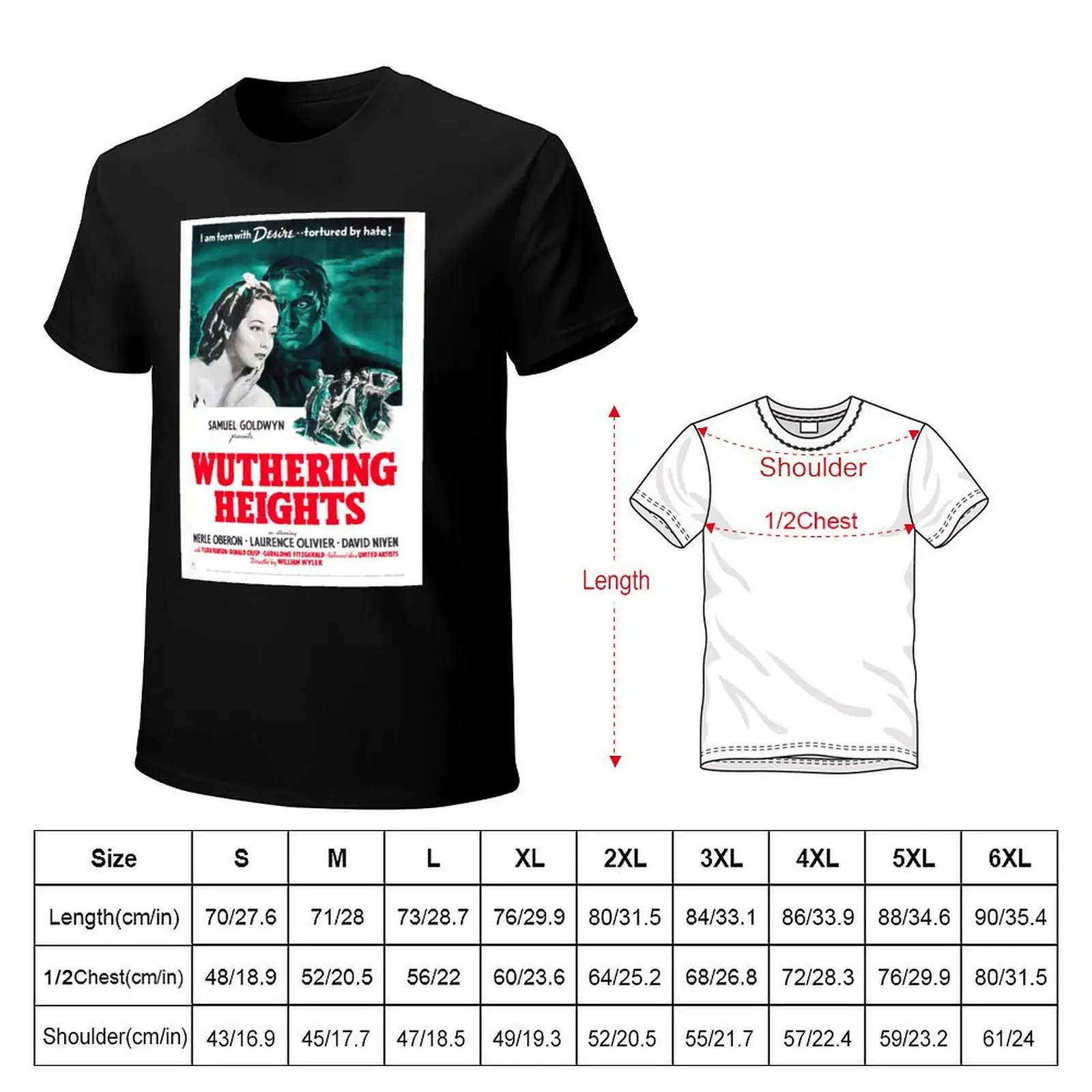 Wuthering Heights (1939) Movie Poster T-Shirt Soft Stretch Short Sleeve Top