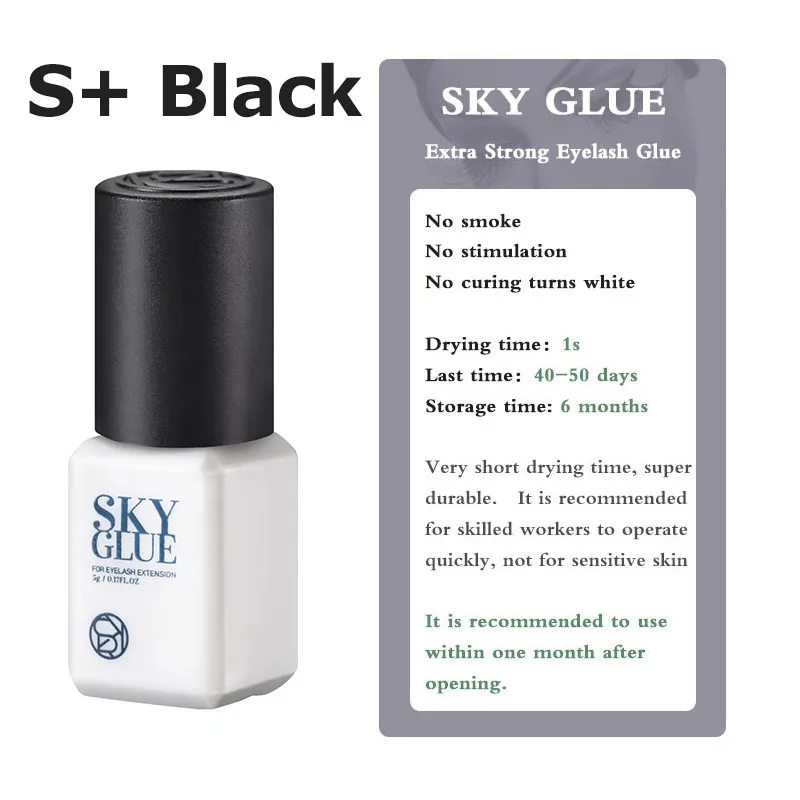 SKY S Plus-10 botellas de pegamento, 5ml, suministros de extensión de pestañas, herramientas de maquillaje, Corea, sin irritación, adhesivo más fuerte con bolsa Original