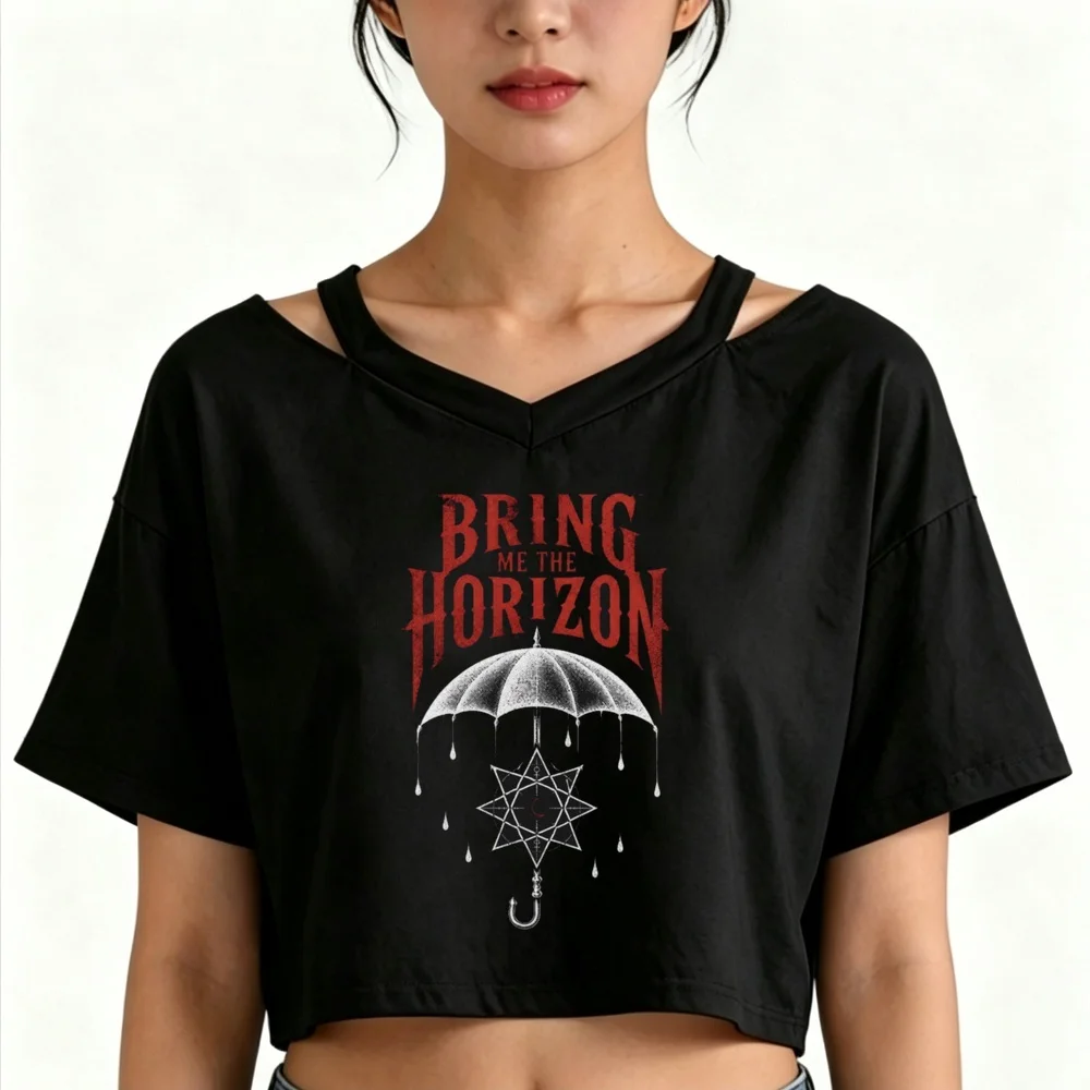 Bring Me the Horizon cropped top women vintage cheap streetwear kawaii korean fashion tshirt scene  alternative  japan baddie
