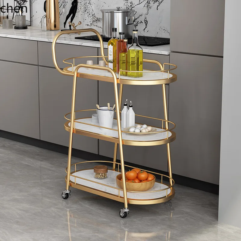 HYS Commercial Restaurant Mobile Cake Delivery Cart Iron Art   Hand Push Home Tea Cart Delivery Small Push Cart