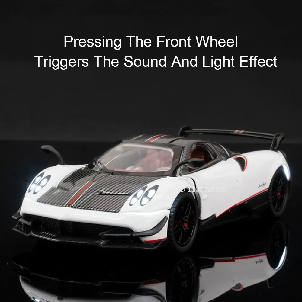 1:32 Supercar Pagani Huayra BC Supercar Toy Models Alloy Diecast Sound Light Doors Opened Pull Back Sports Car Toys for Kids