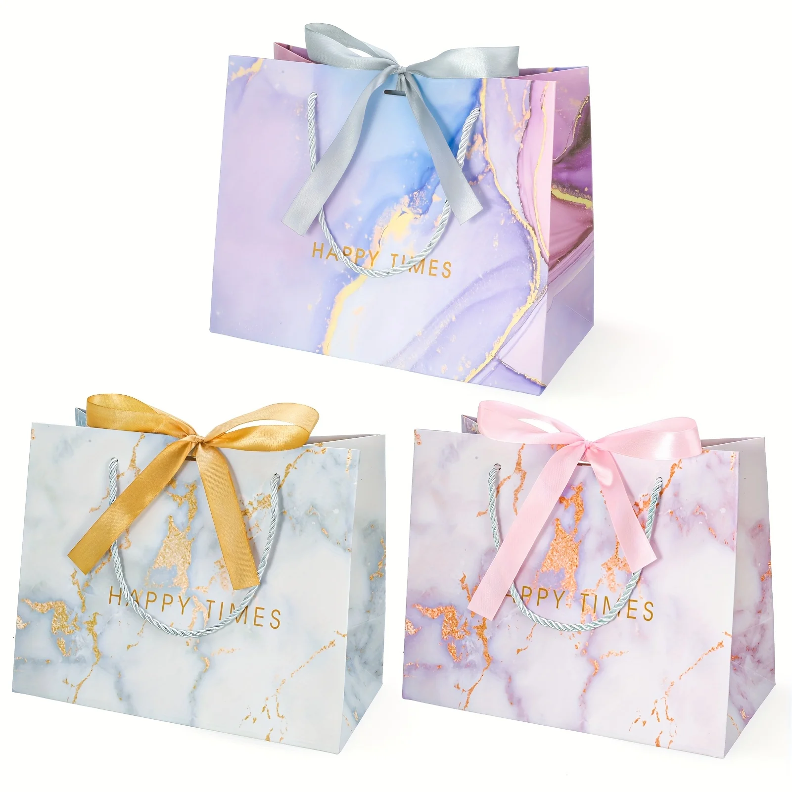 3 Stück Geschenktüten, Geschenktüten mit Schleife, mittelgroße Geschenktüten für Geburtstage, Weihnachten und Halloween.