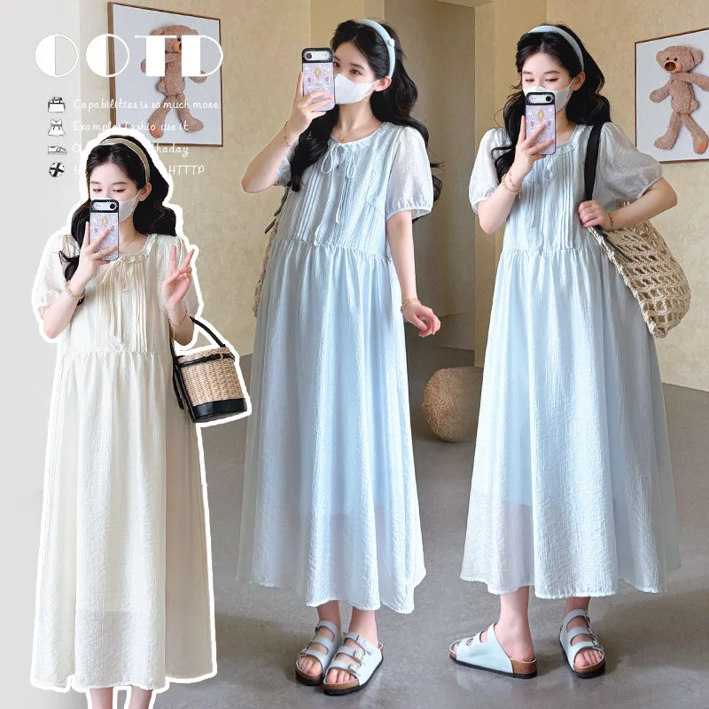 Maternity Dress Summer Korean Fashion Tether Loose Long Skirt