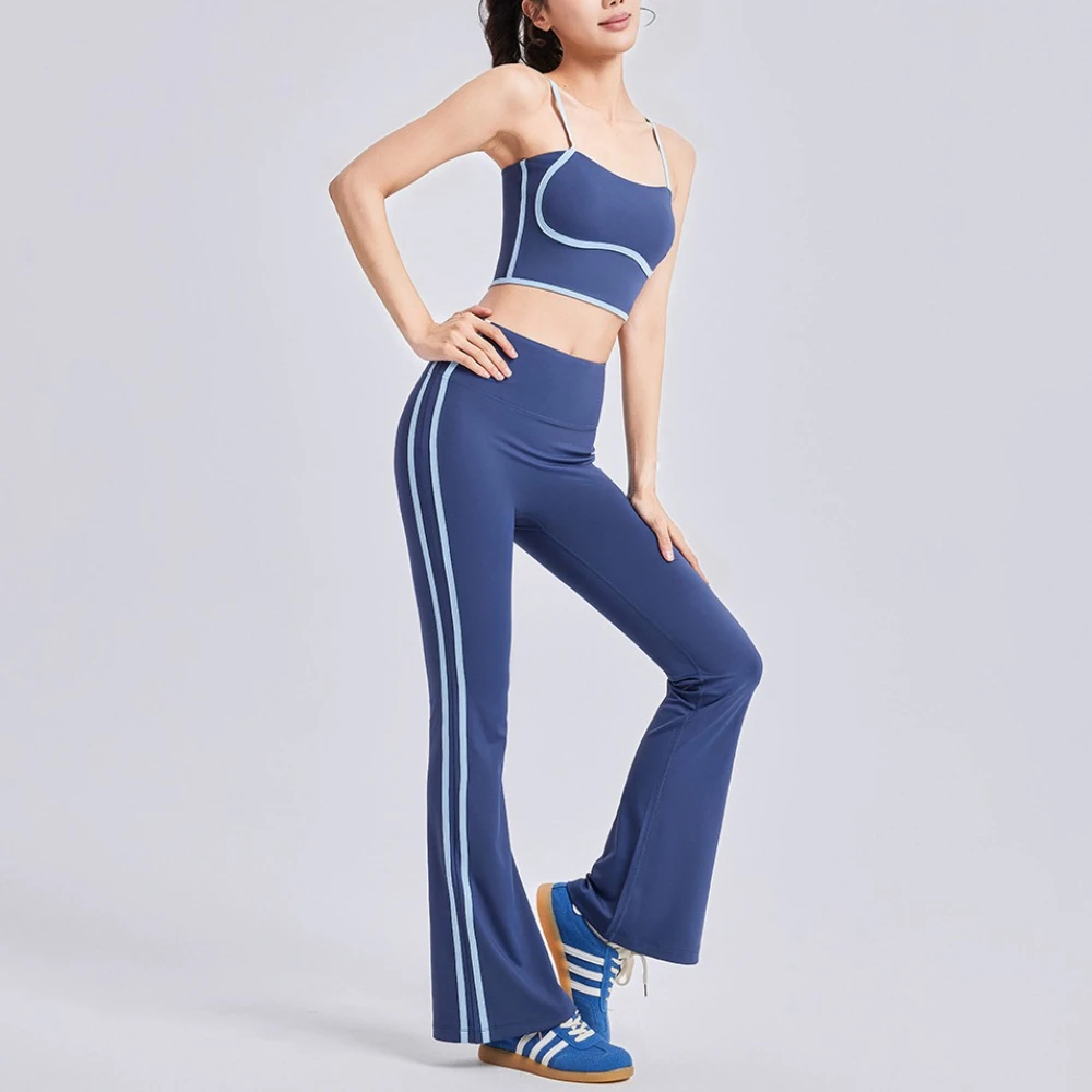 MIML Women's 2-Piece Peach Line Yoga Set with Strap Vest & High-Waist Pants High-Elasticity Fitness Workout Clothing