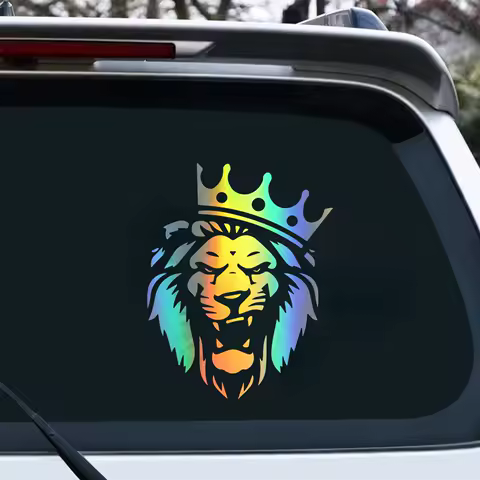 Car Sticker Lion with a Crown King Funny Decals Personality Motorcycle Car Vinyl Laser Car Styling
