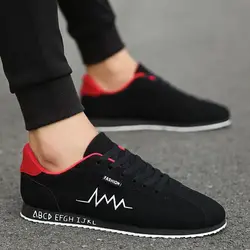 Zapatillas deportivas de lona para hombre, zapatos planos vulcanizados cómodos, transpirables, para gimnasio, color rojo, verano, 2024