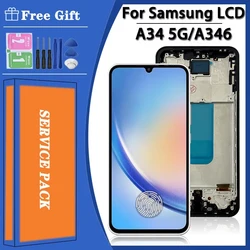 Super AMOLED For Samsung A34 5G A346 LCD Display Touch Screen With Frame Digitizer Assesmbly For Samsung A34 A346B Display