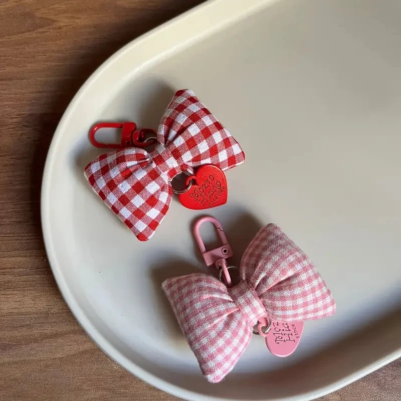Sweetheart Candy-Colored Gingham Bow Bag Charm