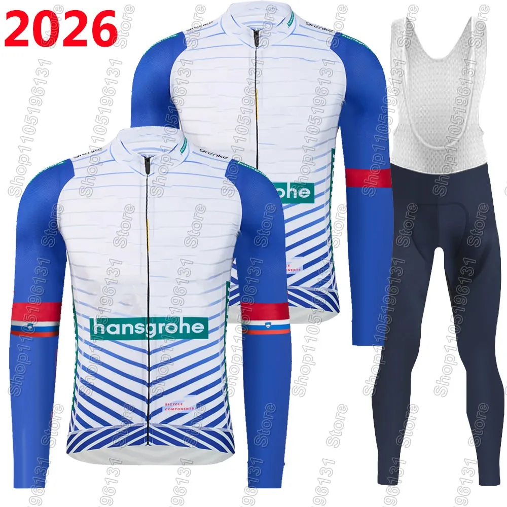 Conjunto de Jersey de Ciclismo Boraful Hansgrohe Team 2026, Ropa de Invierno y Verano para Eslovenia, Traje de Ciclismo de Manga Larga para Hombre, Pantalones de Ciclismo de Montaña y Carretera con Tirantes